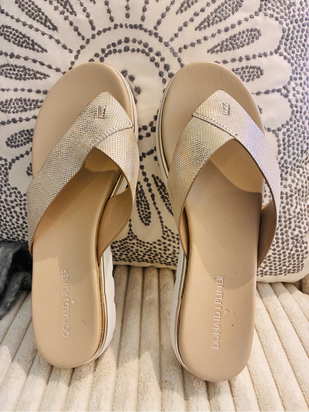 Donald J. Pliner Metallic Gold Platform Thong Sandals